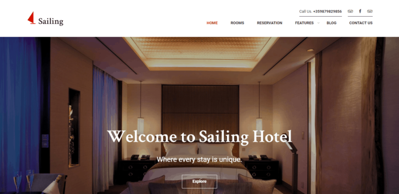 Сайт за хотел и къща за гости - Sailor
