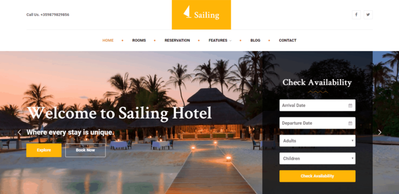 Сайт за хотел и къща за гости - Sailor 2